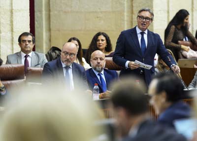 El portavoz del Grupo Vox en Andaluc�a, Manuel Gavira, centra su pregunta al presidente en las pol�ticas para el cambio  