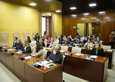 Diputados y asistentes a la lectura del Manifiesto por el D�a Internacional del S�ndrome de Asperger 