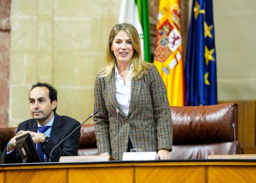  Ana Mestre, vicepresidenta del Parlamento, junto a Miguel �ngel Ruiz, diputado del Parlamento de Andaluc�a, al inicio de la sesi�n