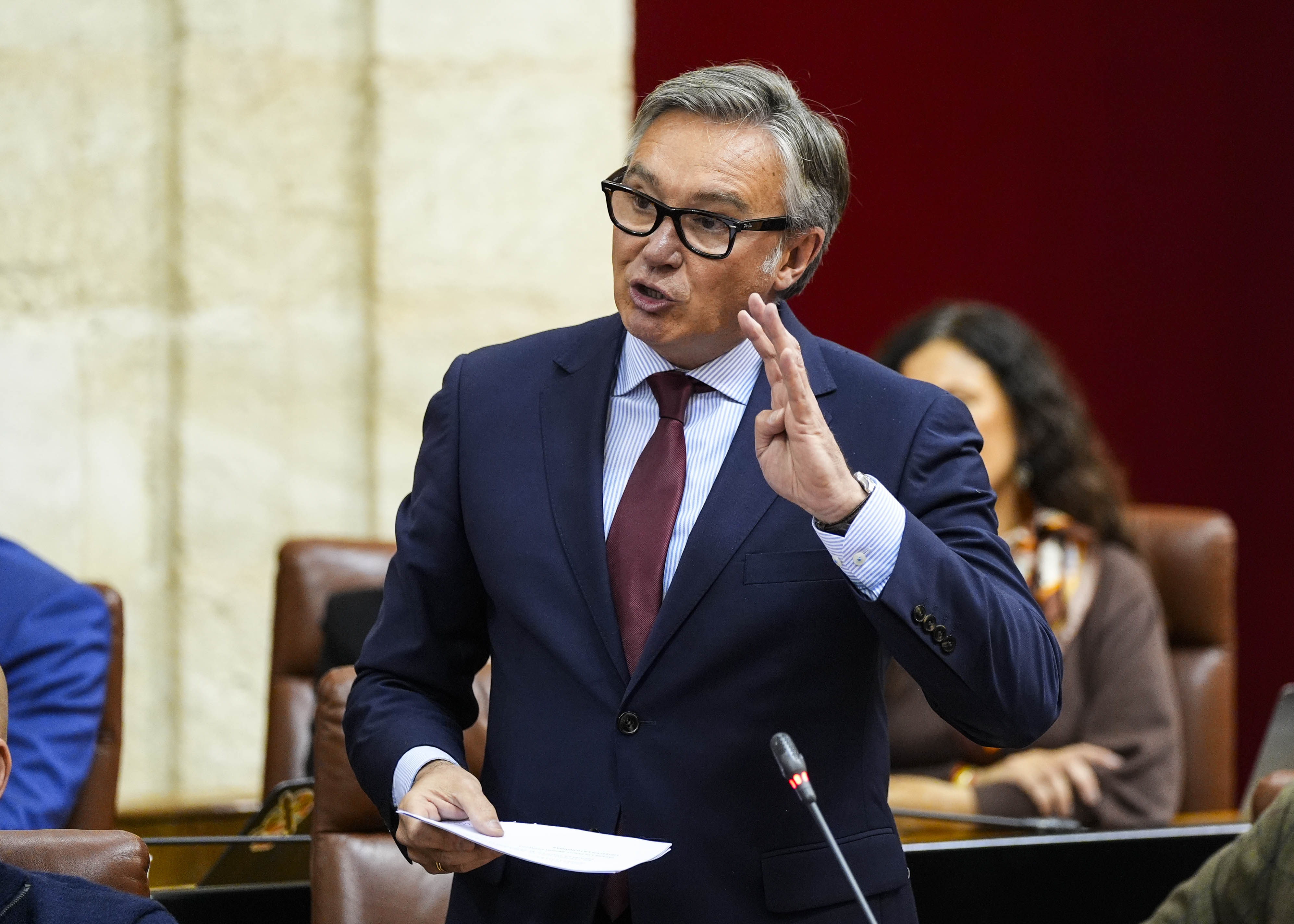 El portavoz del Grupo Vox, Manuel Gavira, pregunta al presidente sobre los compromisos del Gobierno de la Junta de Andaluc�a