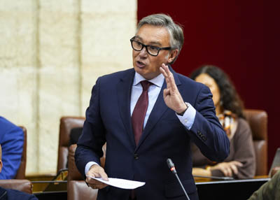 El portavoz del Grupo Vox, Manuel Gavira, pregunta al presidente sobre los compromisos del Gobierno de la Junta de Andaluc�a