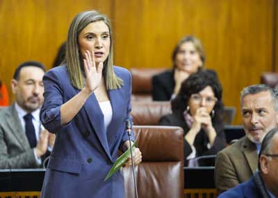 Mar�a M�rquez, portavoz del G.P. Socialista, plantea al presidente una cuesti�n relativa al deterioro y privatizaci�n de los servicios p�blicos en Andaluc�a 