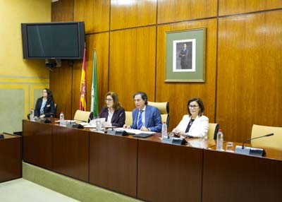 La Mesa de la Comisi�n de Justicia, Administraci�n Local y Funci�n P�blica durante la sesi�n