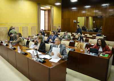 Diputados de la Comisi�n de Turismo y Andaluc�a Exterior al inicio de la sesi�n 