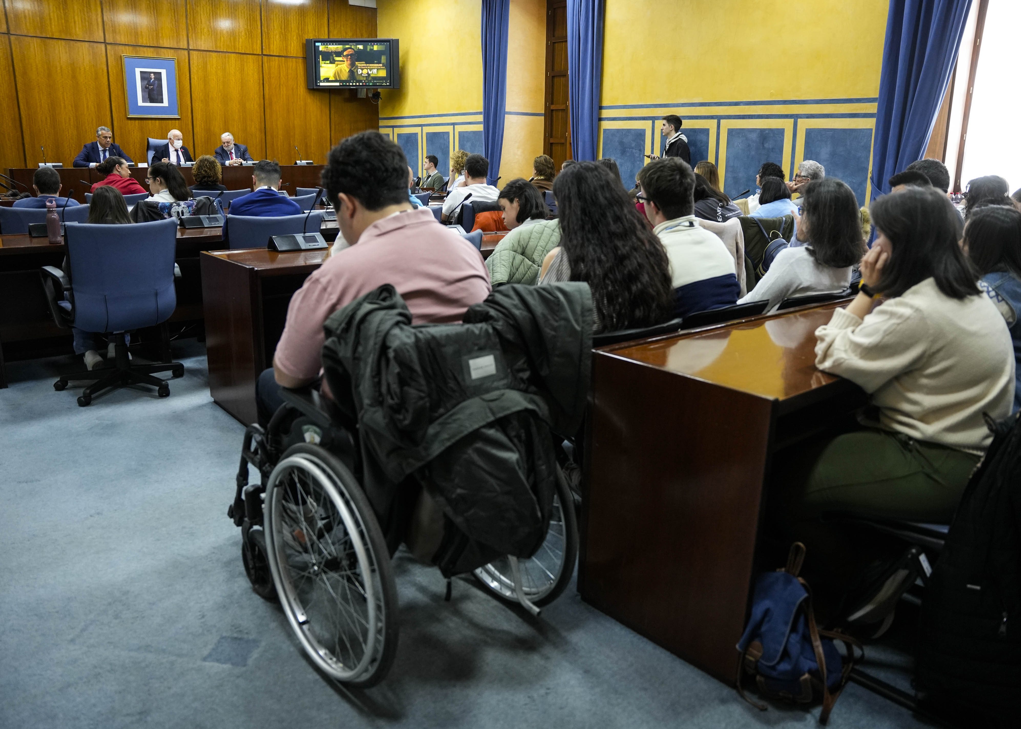 Diputados, miembros de la Mesa del Parlamento, representantes de colectivos sociales y p�blico asistente a la lectura del manifiesto por el D�a Mundial del S�ndrome de Down  