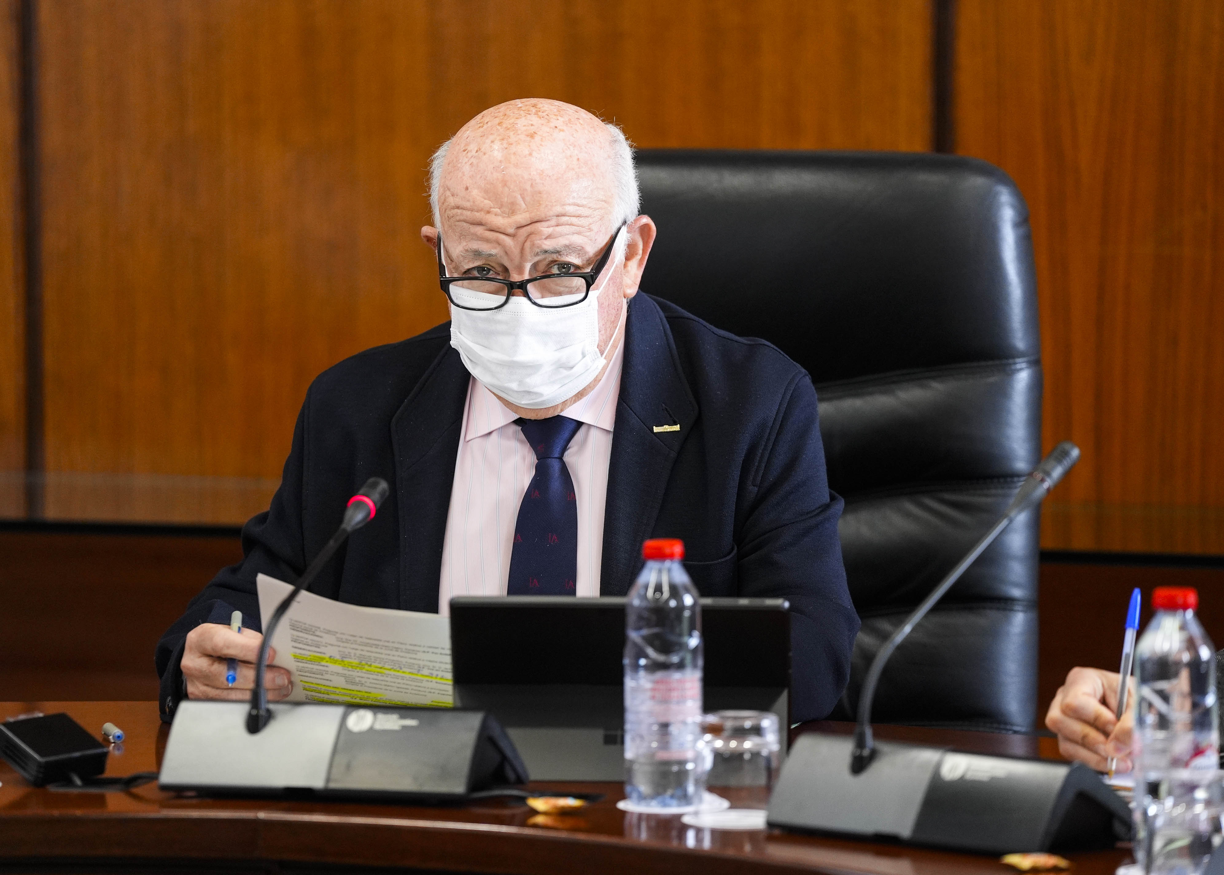 El presidente del Parlamento de Andaluc�a, Jes�s Aguirre, en una de sus intervenciones en la Junta de Portavoces  