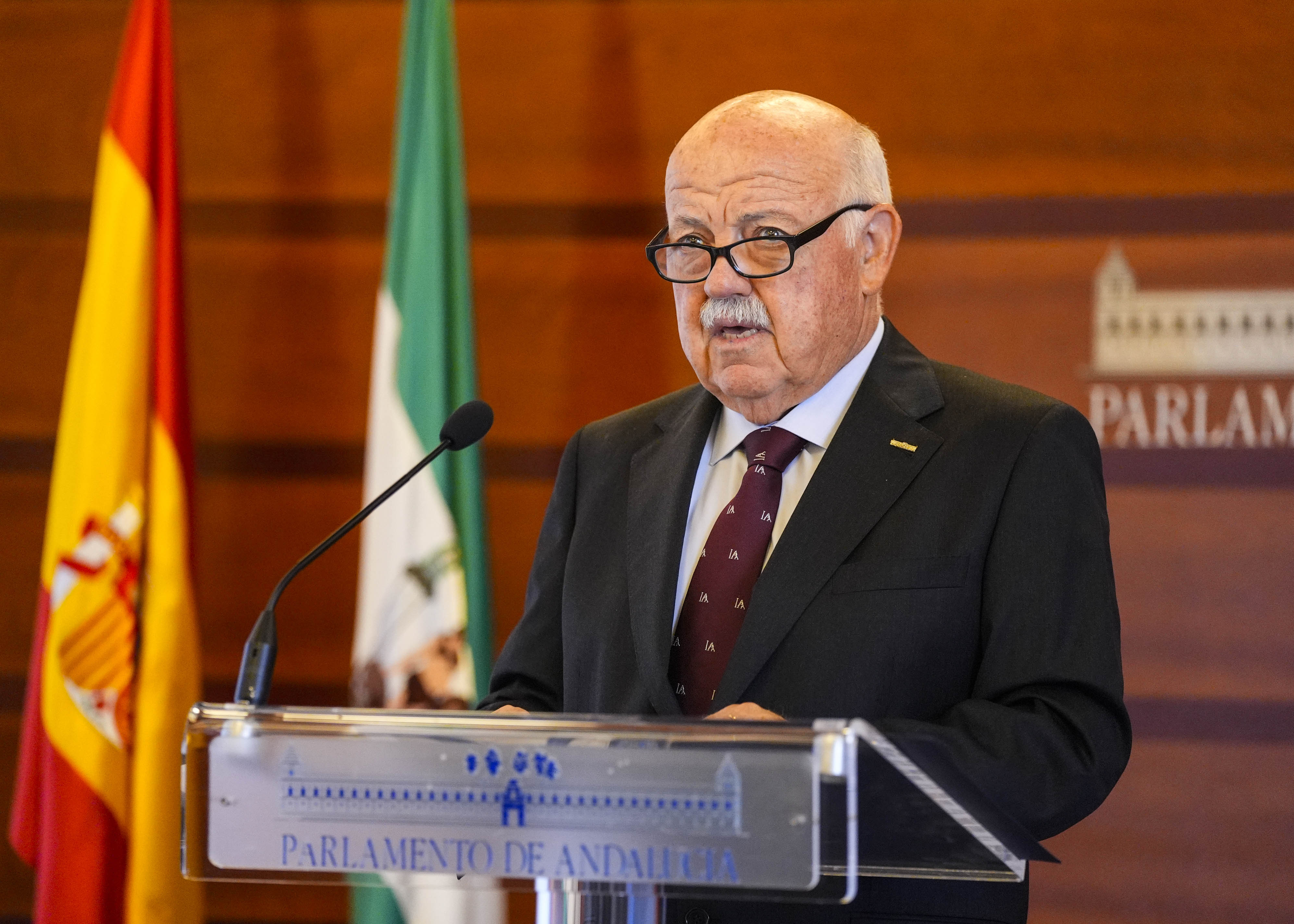   El presidente del Parlamento, Jes�s Aguirre, comparece ante los medios para anunciar a Juan Manuel Moreno como candidato a presidir la Junta