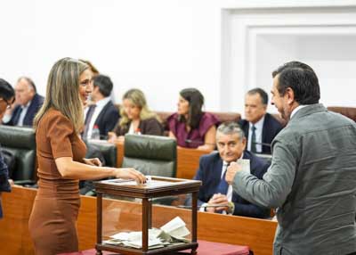  La diputada socialista Mar�a M�rquez y el popular Toni Mart�n durante la votaci�n 