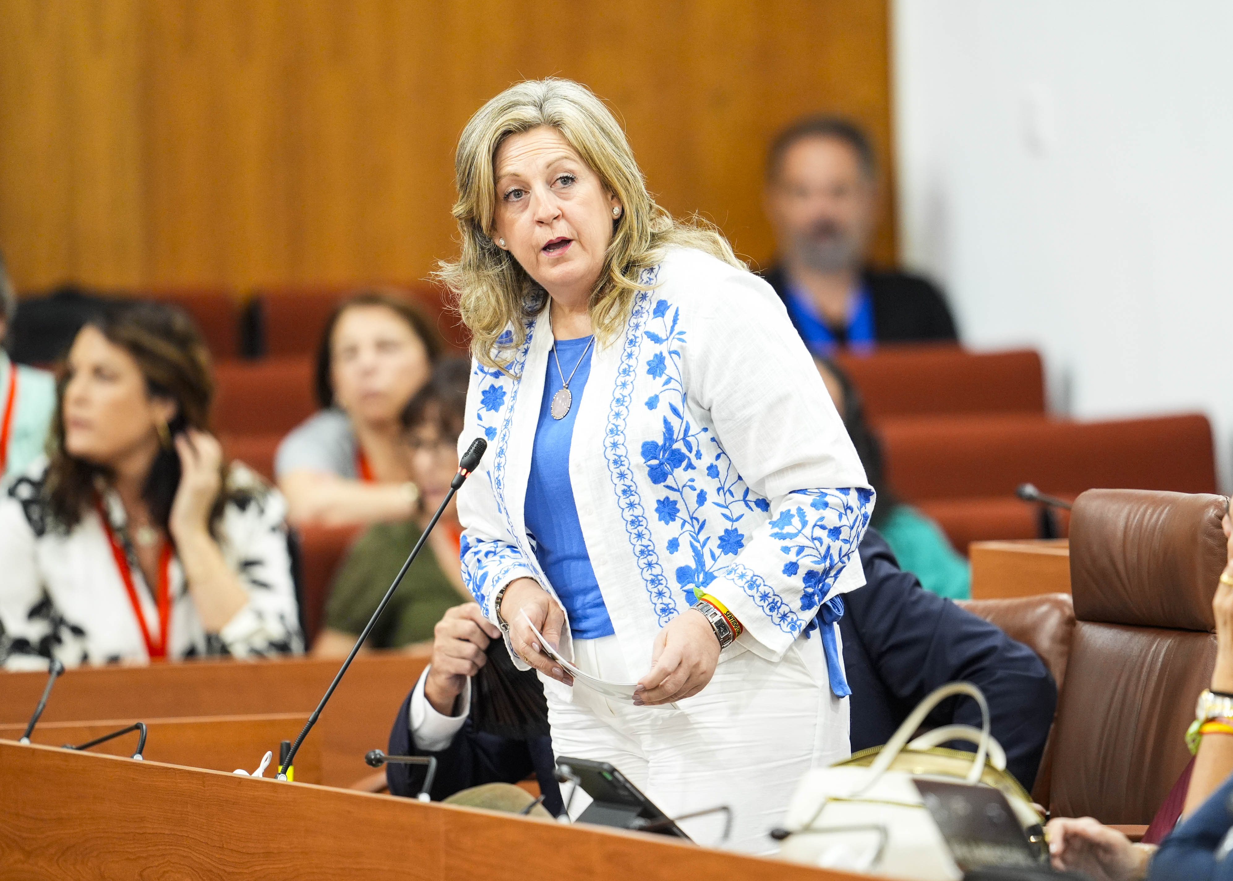 La diputada de Vox Beatriz S�nchez Agustino formula su pregunta durante el Pleno