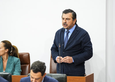  El portavoz popular Toni Mart�n durante su pregunta al presidente de la Junta