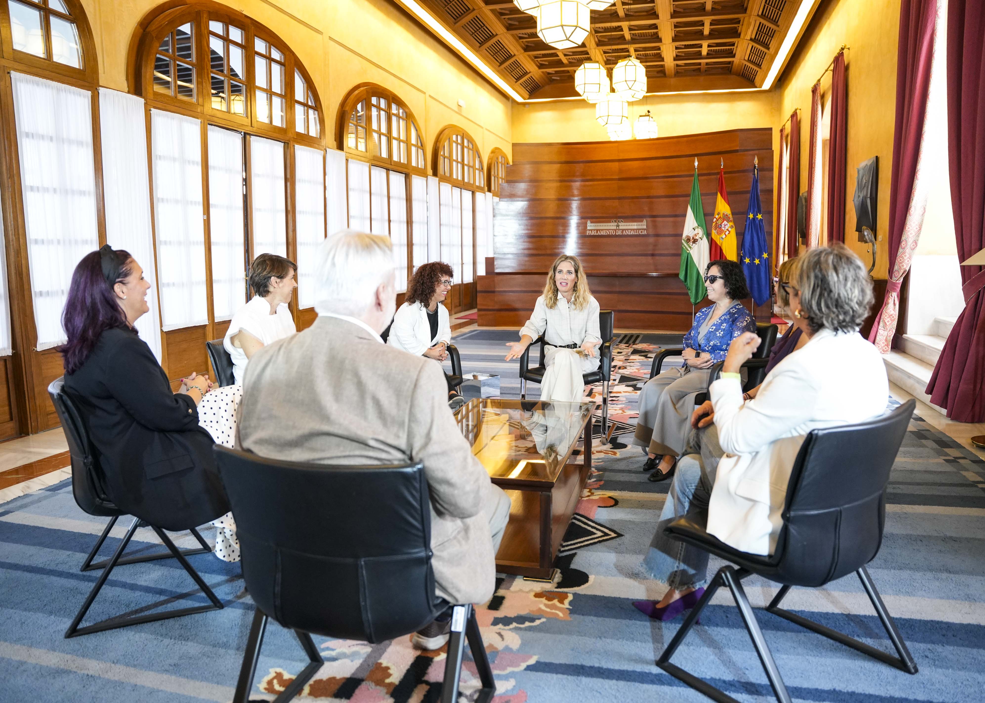 La presidenta del Parlamento de Andaluc�a, Ana Mestre, durante el encuentro que ha mantenido con representantes de CERMI 