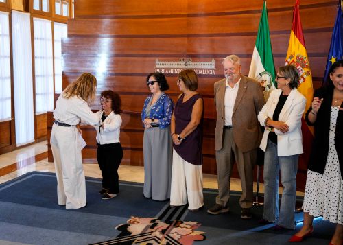  La presidenta del Parlamento, Ana Mestre, saluda a la presidenta del CERMI, Marta Castillo