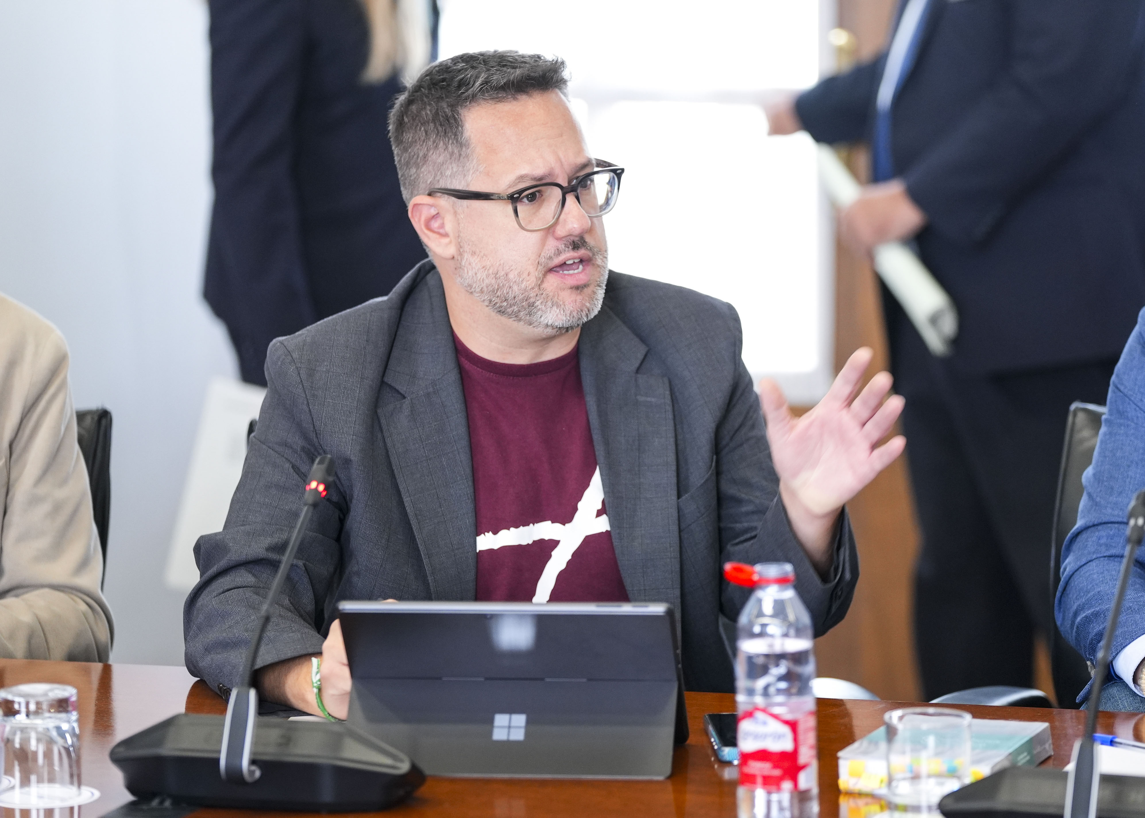 Jos� Ignacio Garc�a, portavoz de Adelante Andaluc�a, durante la Junta de Portavoces 
