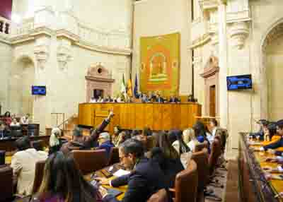  El representante socialista indica a su grupo el sentido del voto