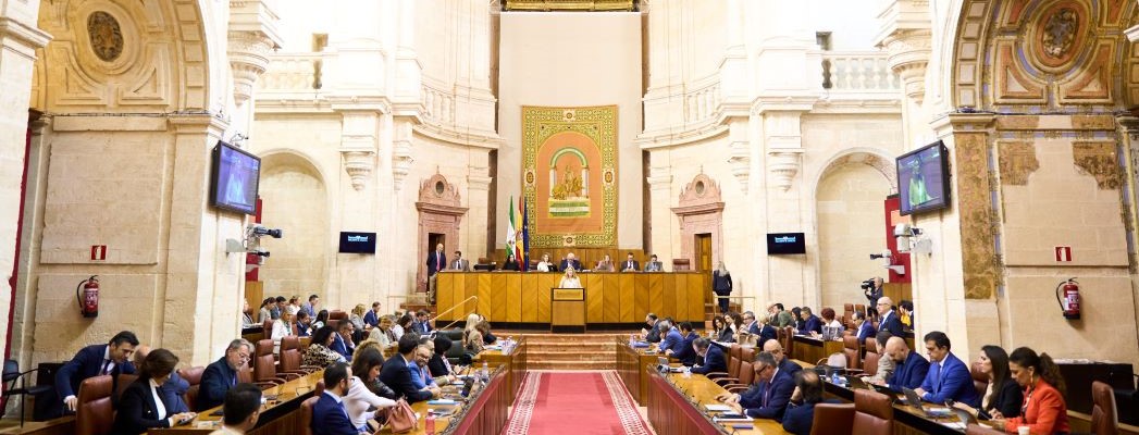 El Salón de Plenos, al inicio del debate de totalidad del Proyecto de Ley del Presupuesto de la Comunidad Autónoma de Andalucía para el año 2024