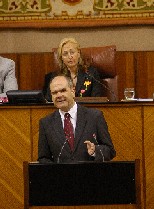 El candidato a la presidencia de la Junta, durante su intervención