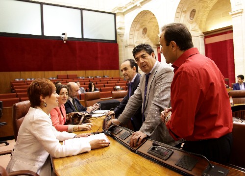 Diputados del Grupo IULV-CA conversan con el consejero de Turismo y el vicepresidente de la Junta de Andaluc�a