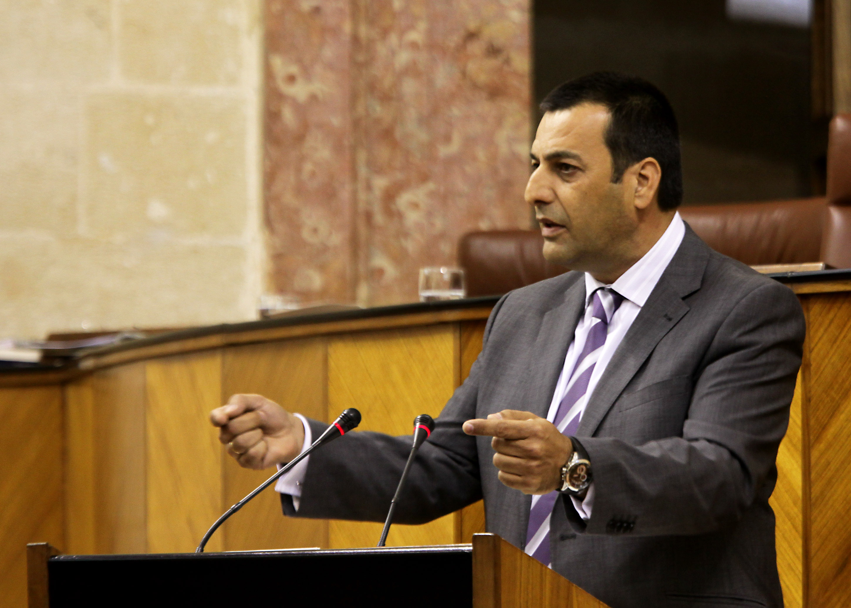 Rafael Ruiz, del Grupo parlamentario Popular, defiende ante el Pleno una proposici�n de a rechazo al recorte salarial a los empleados p�blicos en Andaluc�a