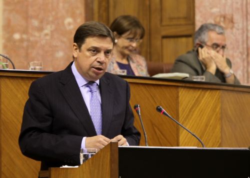 Luis Planas, consejero de Agricultura, Pesca y Medio Ambiente, durante su comparecencia ante la C�mara para informar sobre el estado actual de las negociaciones de la PAC y su repercusi�n en Andaluc�a