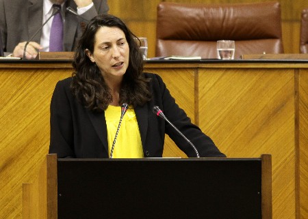 Loles Lpez Gabarro, del Grupo Popular, en su debate con el consejero de Presidencia