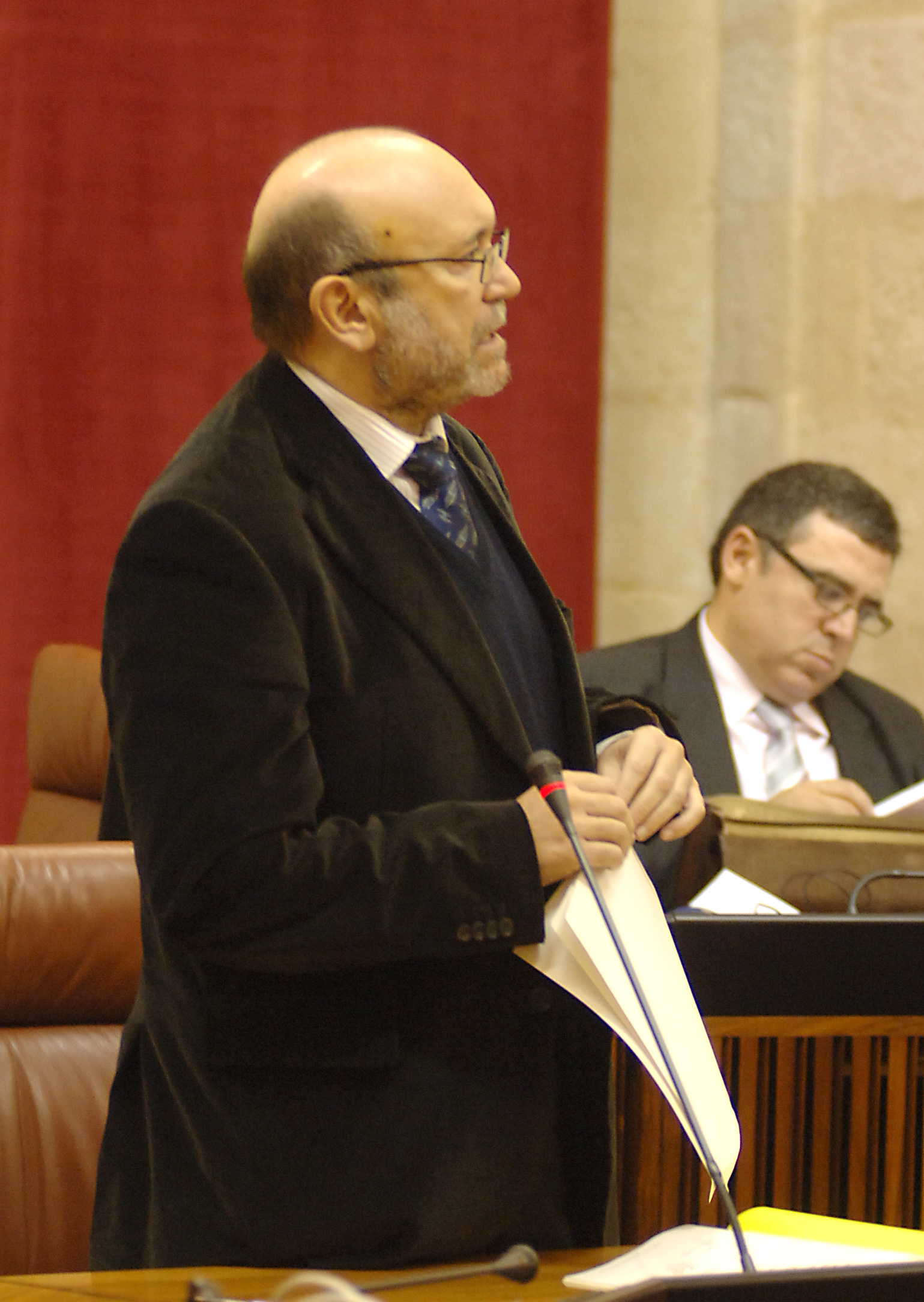 El diputado de IU LV-CA Ignacio Garca se dirige a la consejera de Obras Pblicas