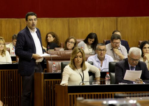 Mario Jimnez, portavoz del Grupo Socialista, se dirige a la presidenta de la Junta Susana Daz