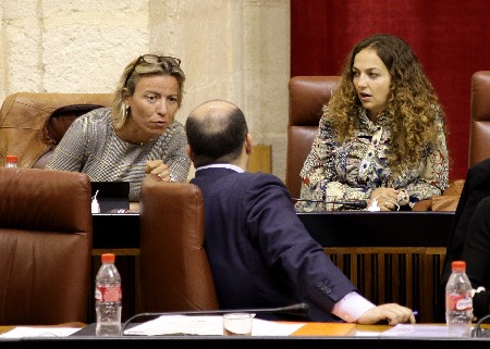 Diputados del Grupo parlamentario Ciudadanos conversan en sus escaños