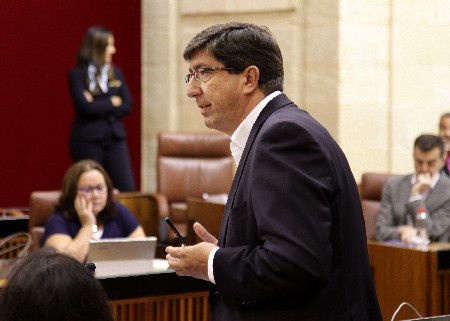 El presidente y portavoz del Grupo Ciudadanos, Juan Marn, en la sesin de control