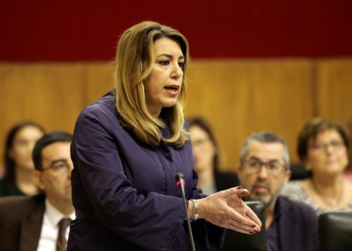 La presidenta de la Junta de Andaluca, Susana Daz, durante su intervencin en la sesin de control