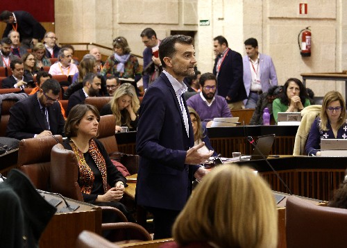 Antonio Ma�llo, portavoz del Grupo Izquierda Unida formula la pregunta dirigida a la presidenta de la Junta de Andaluc�a