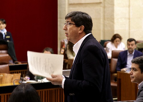 Juan Mar�n, presidente y portavoz del Grupo Ciudadanos, realiza su pregunta en la sesi�n de control 