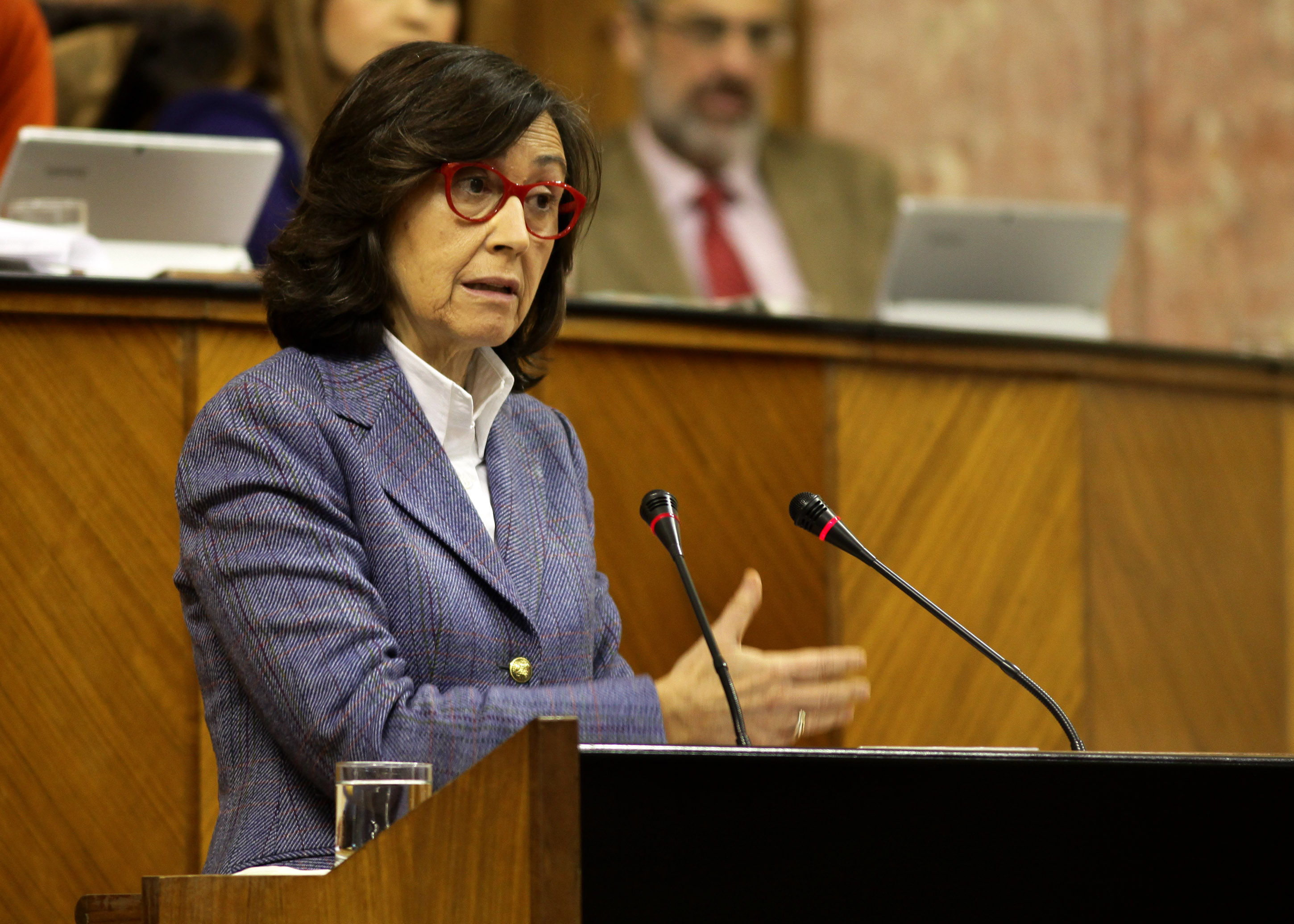 La consejera de Justicia e Interior, Rosa Aguilar, responde a la interpelaci�n planteada por el Grupo Podemos