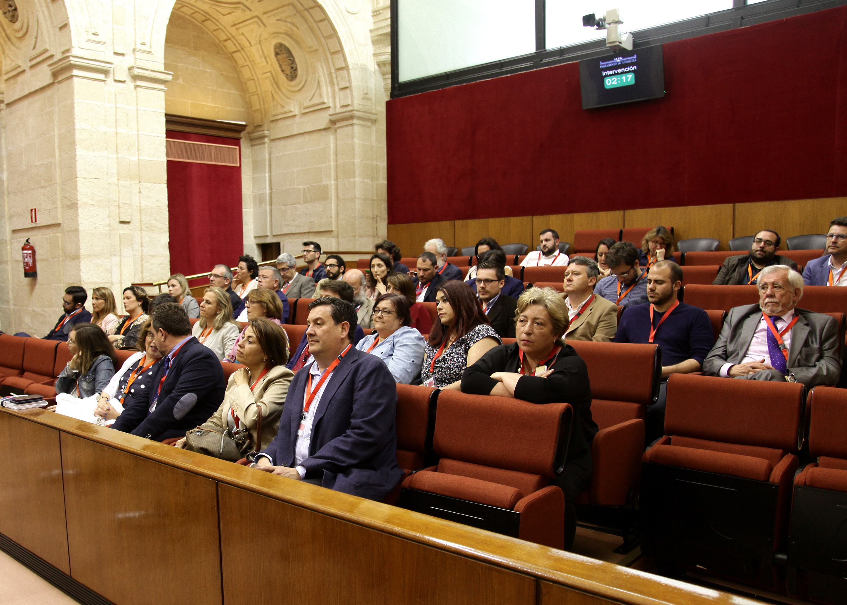 Representantes de organizaciones vinculadas al voluntariado siguen el debate desde la tribuna de pblico del Saln de Plenos