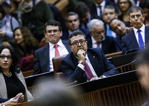 Francisco Serrano, de Vox, junto a otros diputados de su formacin