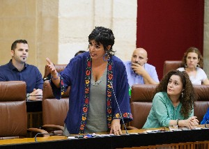 La portavoz del Grupo Adelante Andaluca, Teresa Rodrguez, se dirige al presidente de la Junta de Andaluca