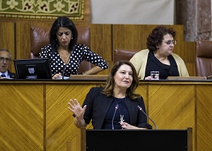  La consejera de Agricultura, Carmen Crespo, durante su comparecencia