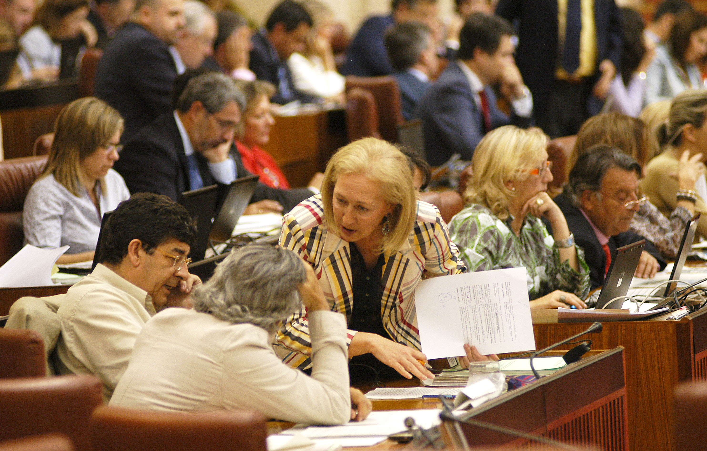 La presidenta del Parlamento, Fuensanta Coves, consulta con el Grupo parlamentario IU LV-CA antes de la votacin