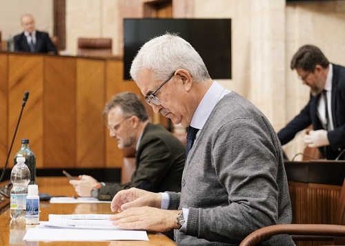 Por el Grupo Socialista Manuel Jimnez Barrios, Jos Fiscal y Snchez Haro al inicio de la Diputacin Permanente 