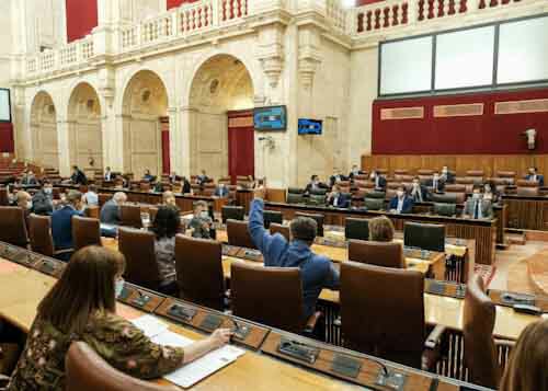 Instante de una de las votaciones que han tenido lugar en el da de hoy en Pleno 