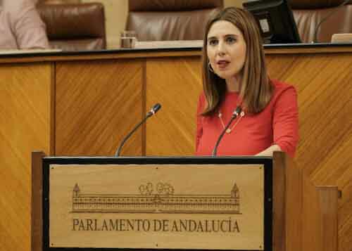 Beatriz Rubio argumenta por el Grupo Socialista durante el debate