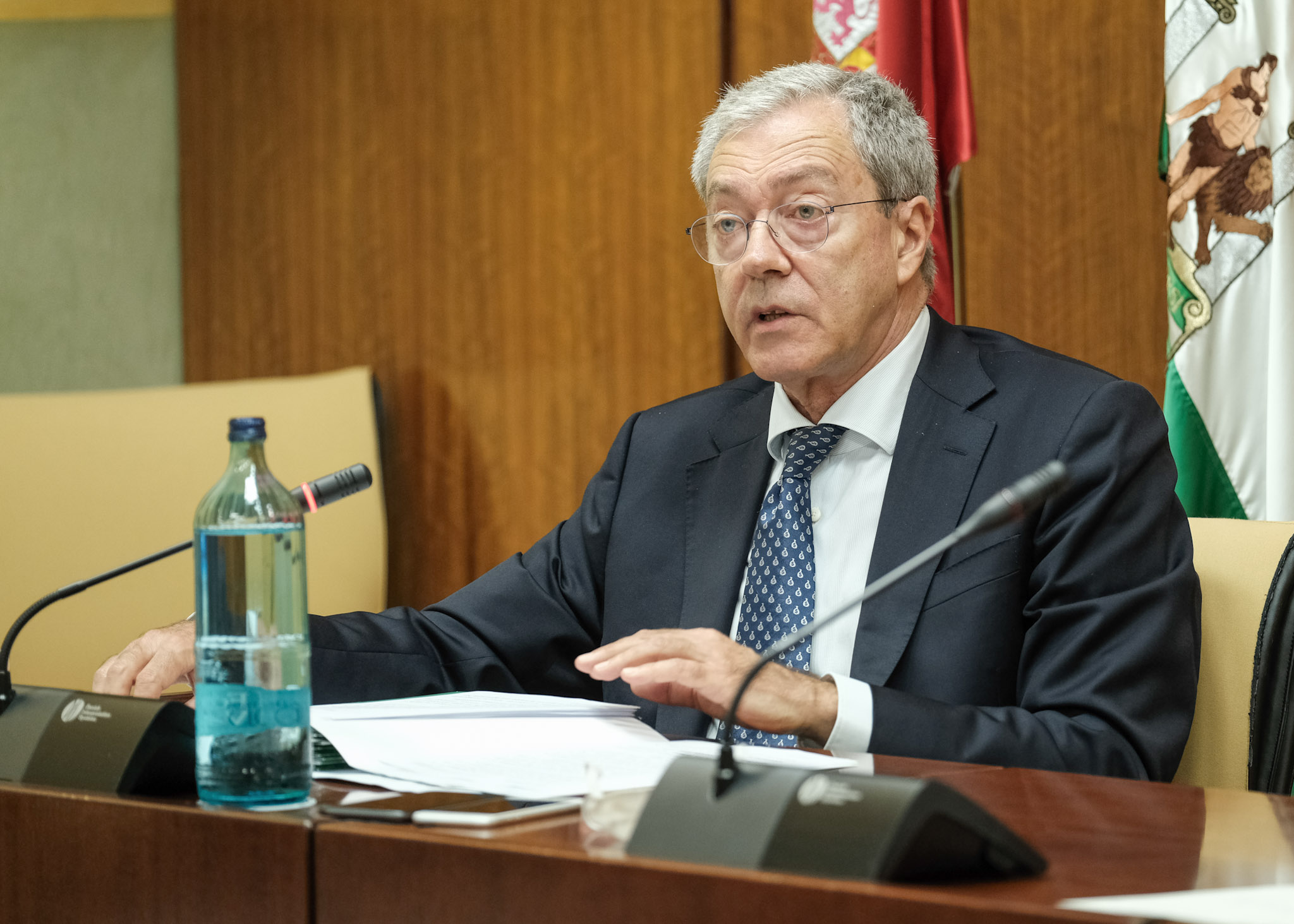  El consejero de Economa, Rogelio Velasco, interviene ante la comisin del sector en la sesin celebrada esta maana