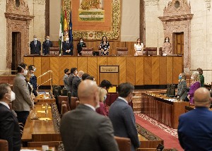 La sesin plenaria ha comenzado con un minuto de silencio en memoria de los fallecidos por la pandemia de COVID-19
