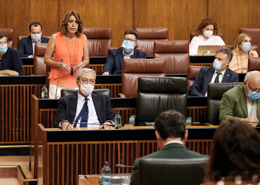  Susana Daz, presidenta del Grupo Socialista, pregunta al presidente de la Junta  de Andaluca sobre medidas y actuaciones del Gobierno andaluz para la incorporacin a la nueva normalidad 