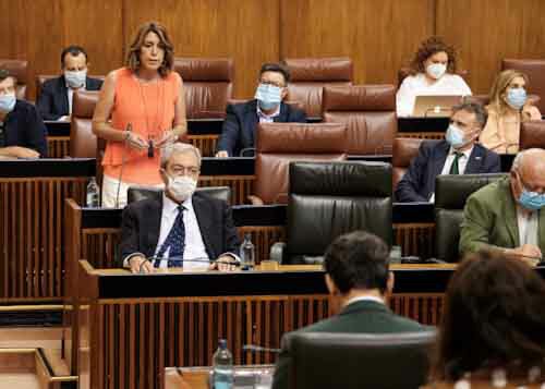  Susana Daz, presidenta del Grupo Socialista, pregunta al presidente de la Junta  de Andaluca sobre medidas y actuaciones del Gobierno andaluz para la incorporacin a la nueva normalidad 