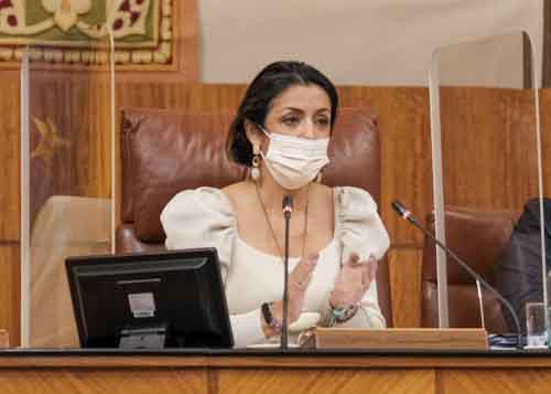 La presidenta del Parlamento de Andaluca, Marta Bosquet, aplaude tras leer la declaracin institucional con motivo de la celebracin del Da Internacional de las Personas con Discapacidad 