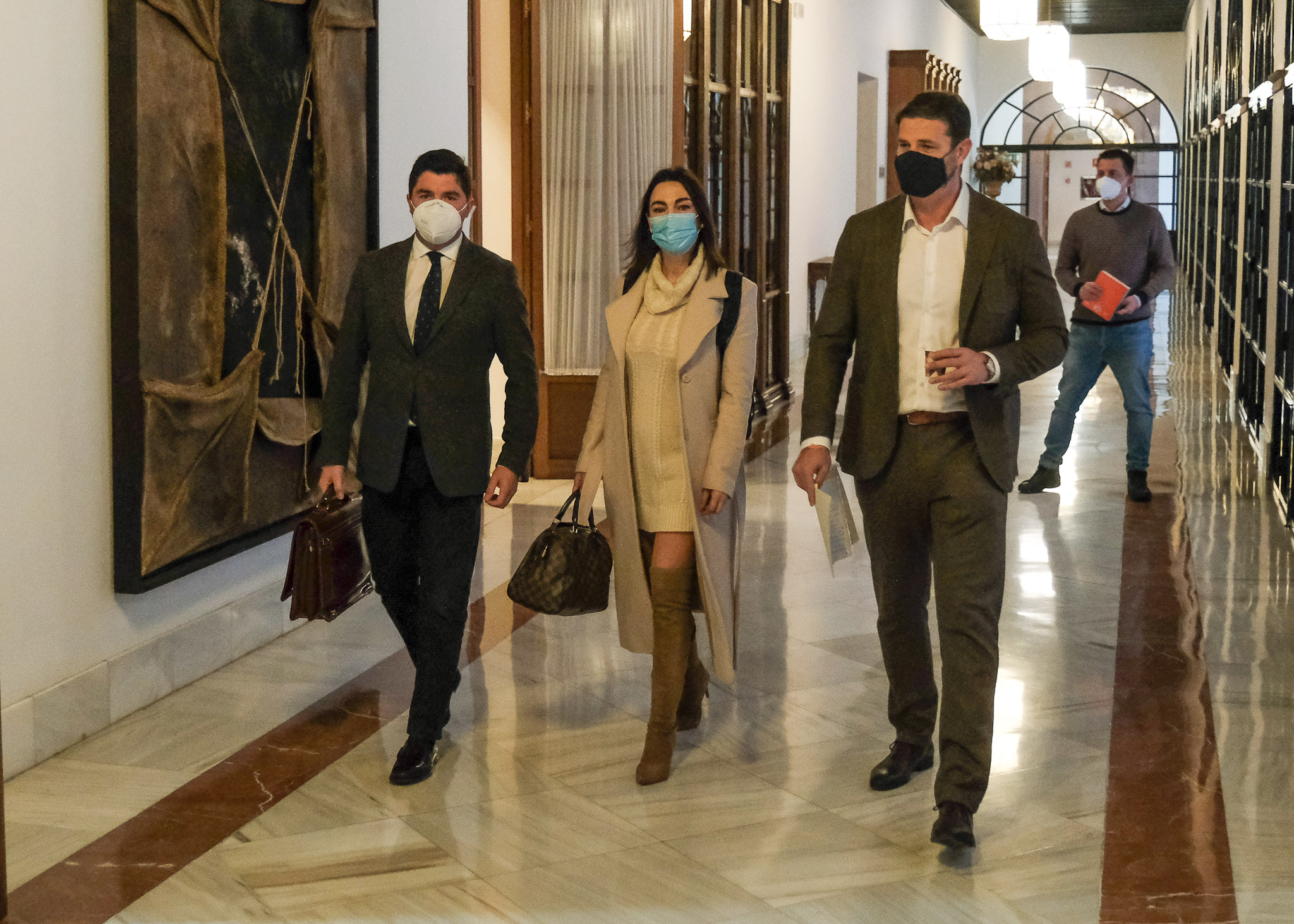 El presidente de la Comisin de Investigacin, Enrique Moreno, acompaado de los diputados del Grupo Ciudadanos, Mara Teresa Pardo y Juan de Dios Snchez